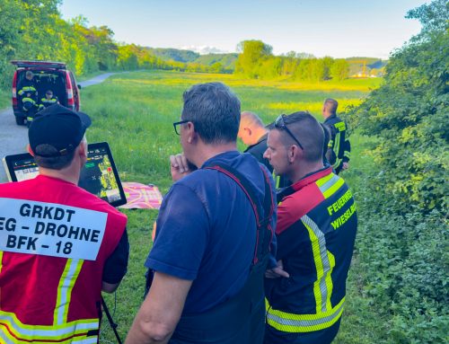 Feuerwehr Purgstall, Tauchdienst-West und Bezirks-Drohne übten Ernstfall in der Erlauf