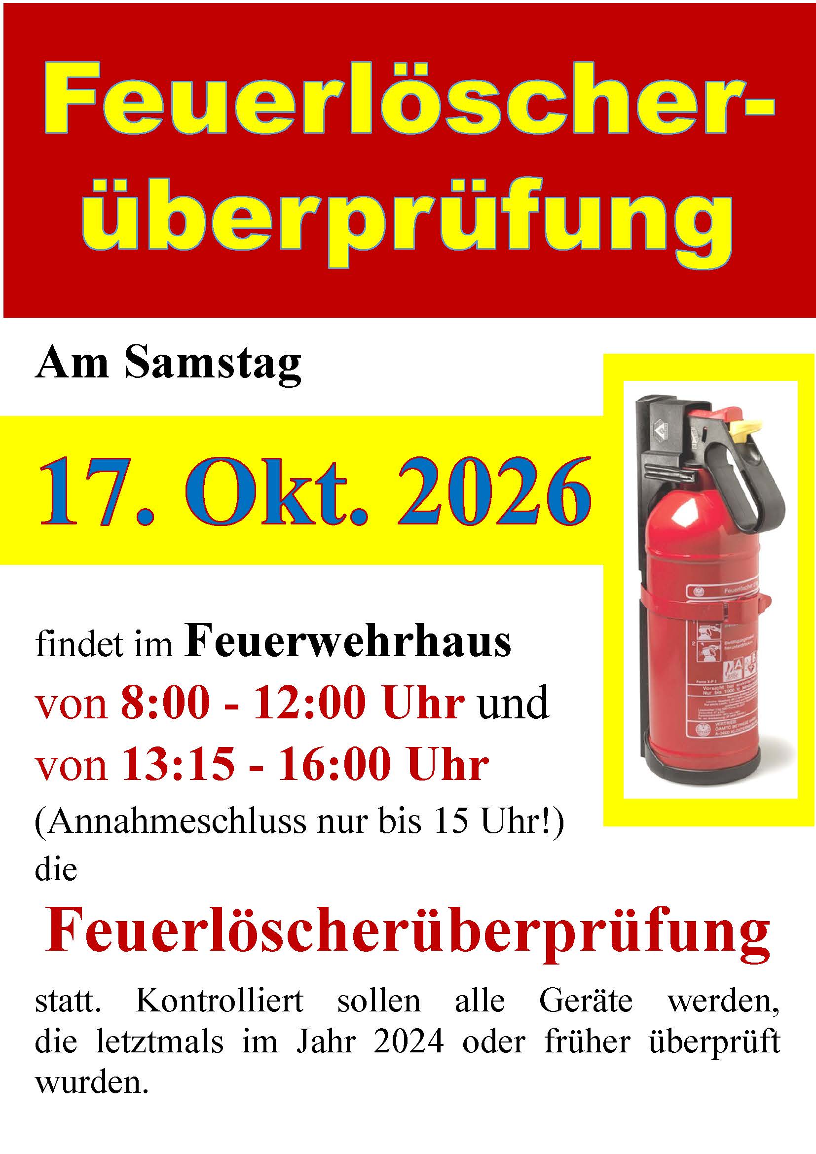 Plakat Feuerlöscherüberprüfung